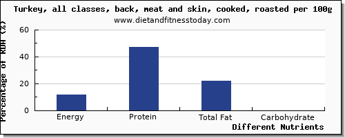 chart to show highest energy in calories in turkey per 100g